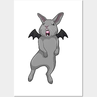 Rabbit with Bat wing Posters and Art